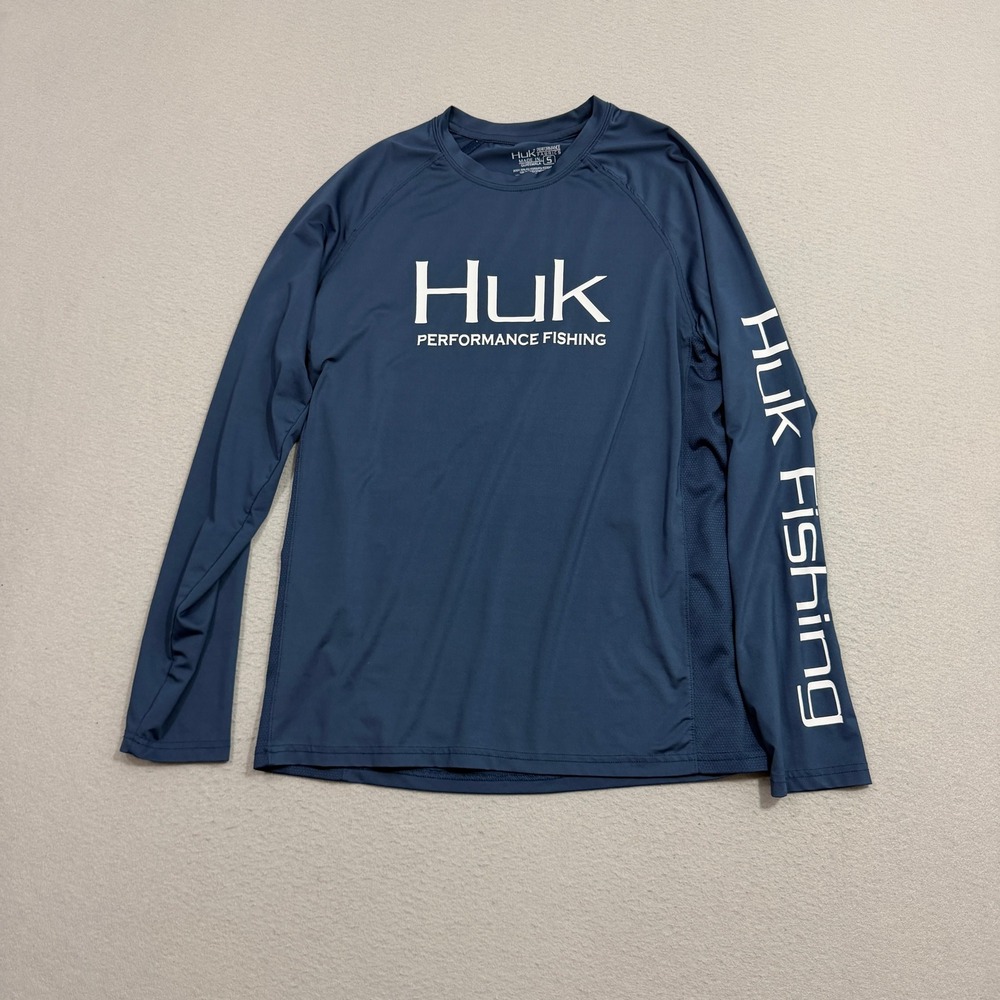 Huk Shirt Men's Small Performance Fishing Long Sleeve Graphic Logo Activewear